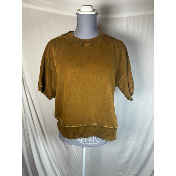 BDG L Cropped Boxy Short Sleeve Sweater Distressed Effortless Grunge Streetwear - Picture 1 of 7